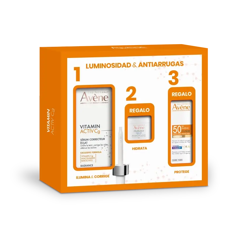 Avene Vitamin Activ Cg Serum 30Ml + Hydrance Aqua-Gel Moisturising Cream 7 Ml + Anti-Ageing Sun Fluid Spf50 5 Ml