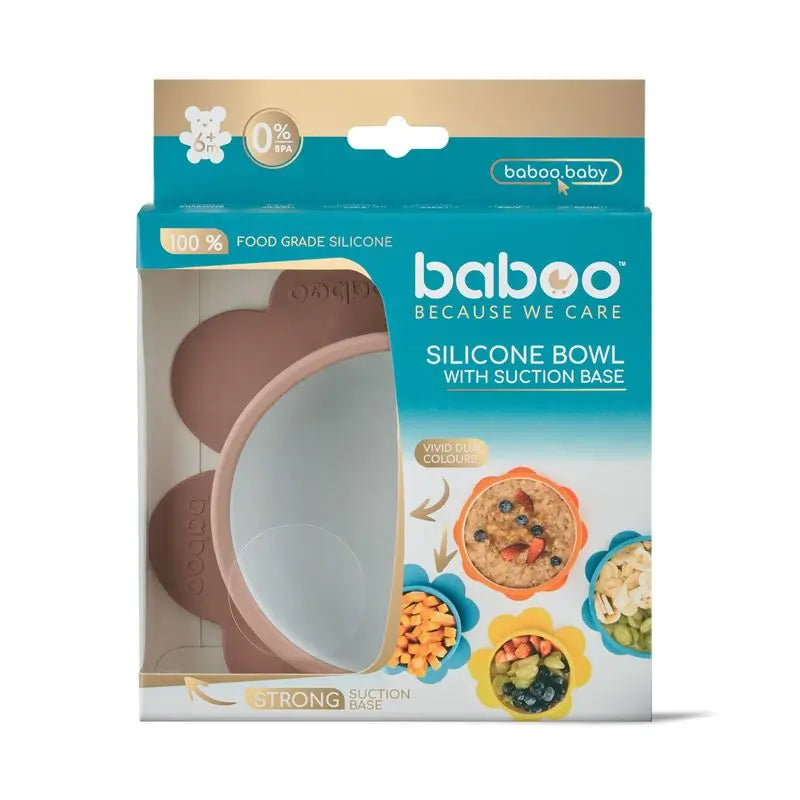 Baboo Suction Cup Silicone Bowl, 6+ Months Cocoa