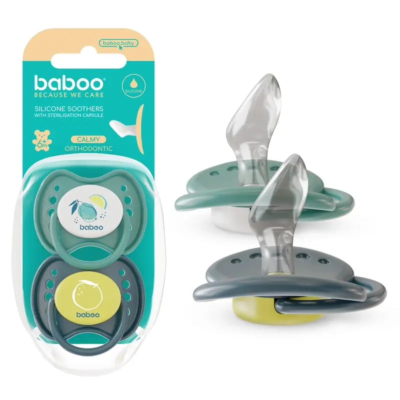 Baboo Calmy Anatomical Pacifiers 6-12 Months Lagoon Fiesta, 2 pieces