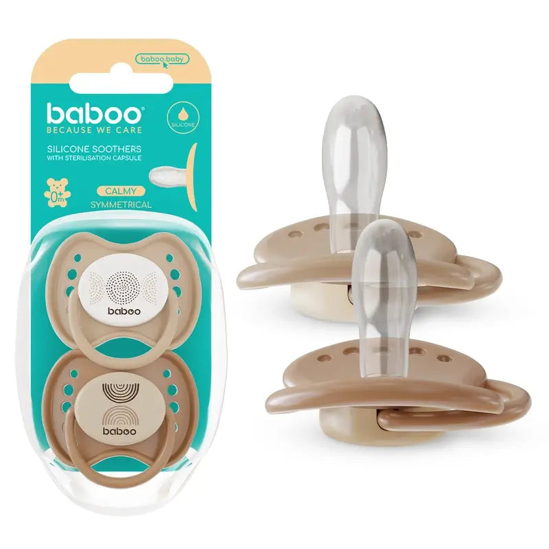 Baboo Calmy Physiological Pacifiers 0-6 Months Au Naturale, 2 units