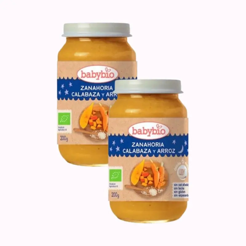 Babybio Good Night Carrot-Squash-Rice, Pack 2 x 200 grams