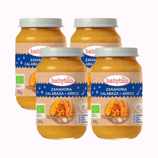 Babybio Goodnight Carrot-Squash-Rice, Pack 4 x 200 grams