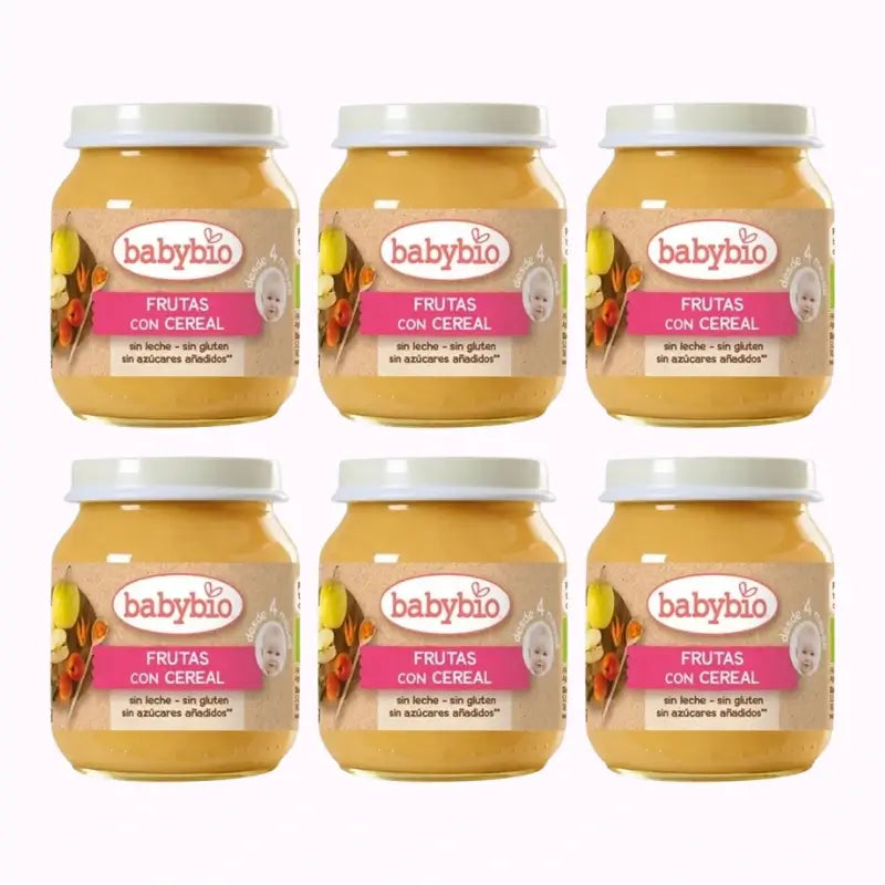 Babybio Fruits with Cereals, Pack 6 x 130 grams