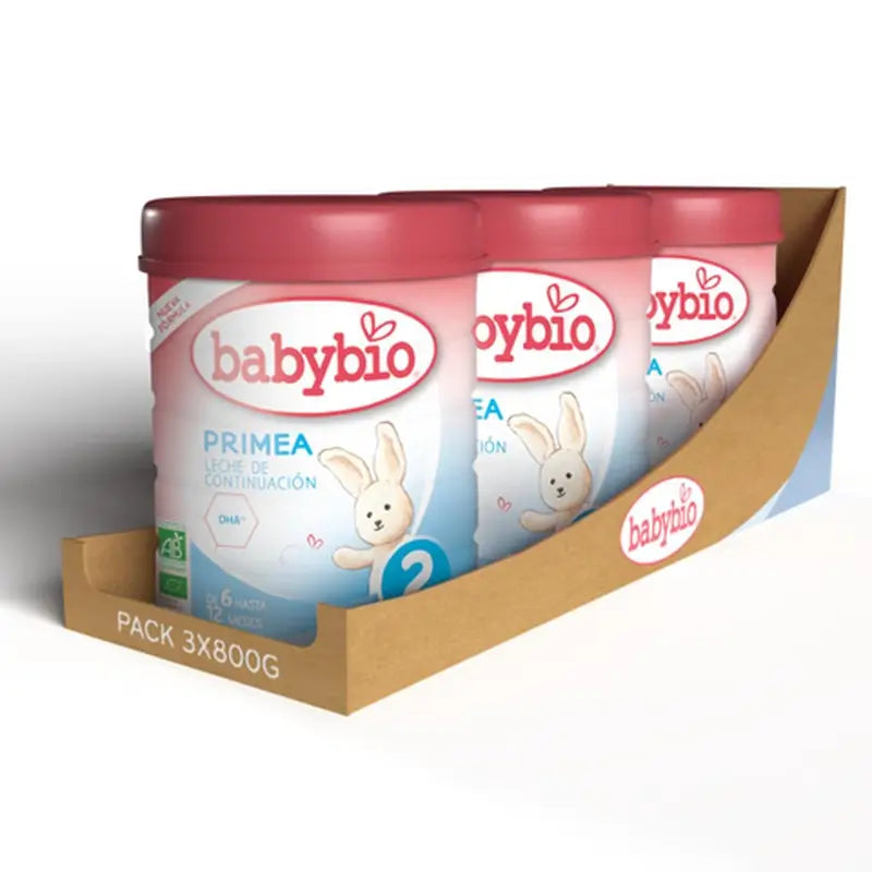 Babybio Primea 2 Cow's Milk Continuation 6-12 Months, Pack 3 x 800g