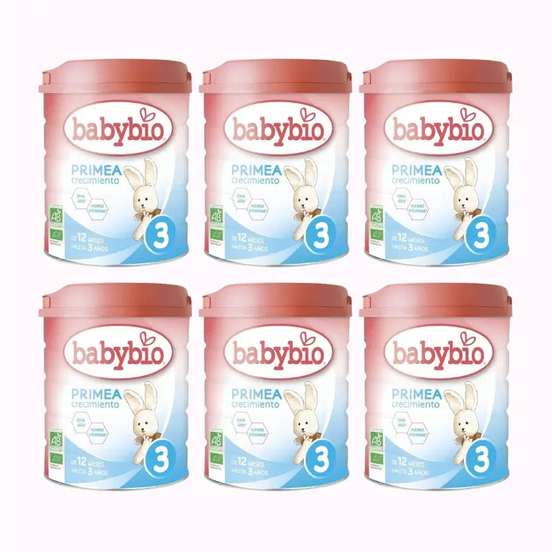 Babybio Primea 3 Cow's Milk Growth 12-36 Months, Pack 6 x 800g