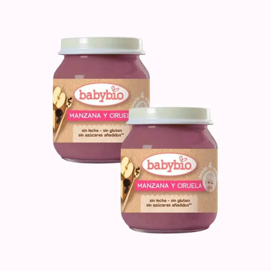 Babybio Apple Plum, Pack 2 x Plum, 130g