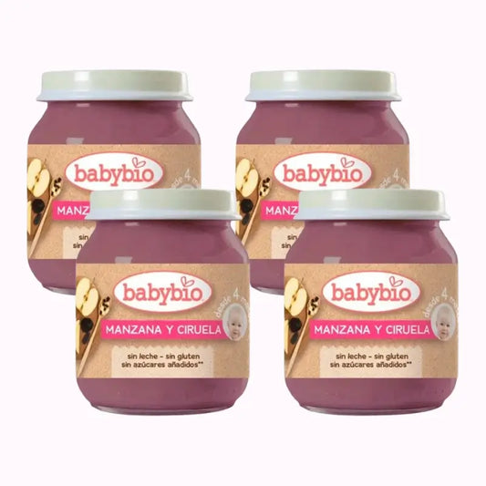 Babybio Apple Plum, Pack 4 x Plum, 130g