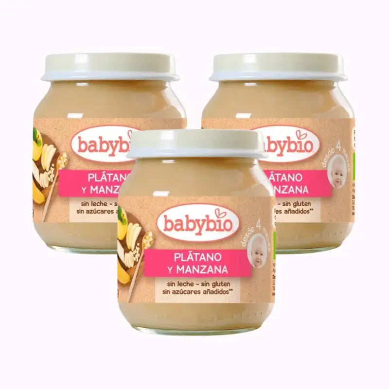 Babybio Banana and Apple, Pack 3 x 130 grams