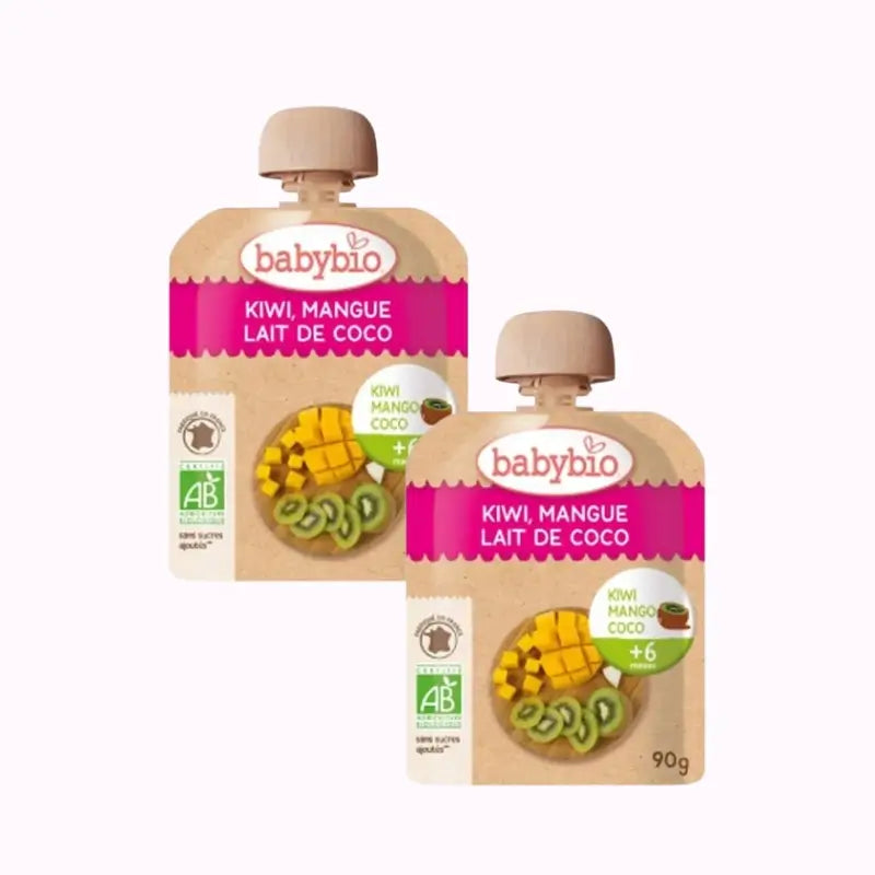 Babybio Pouch Kiwi Mango Coconut, Pack 2 x 90 g
