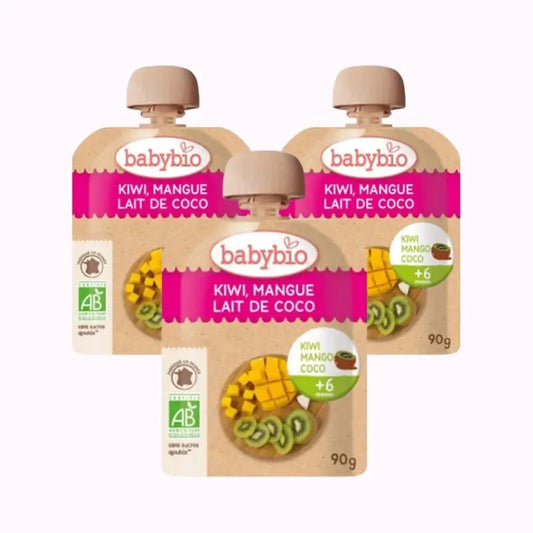 Babybio Pouch Kiwi Mango Coconut, Pack 3 x 90 g