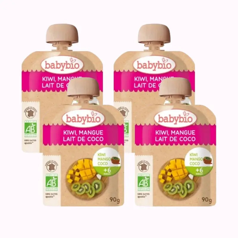 Babybio Pouch Kiwi Mango Coconut, Pack 4 x 90 g