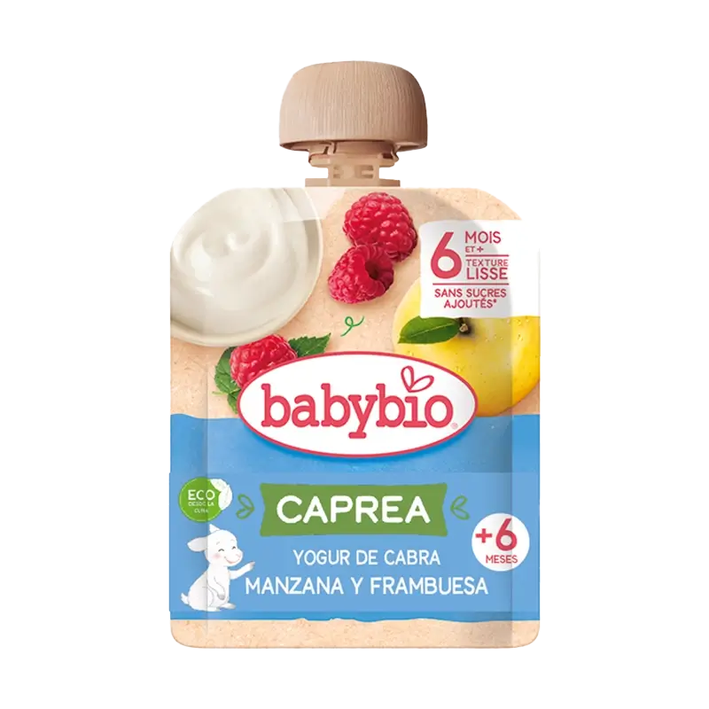 Babybio Pouche Goat Yoghurt, Apple & Raspberry, 85 g