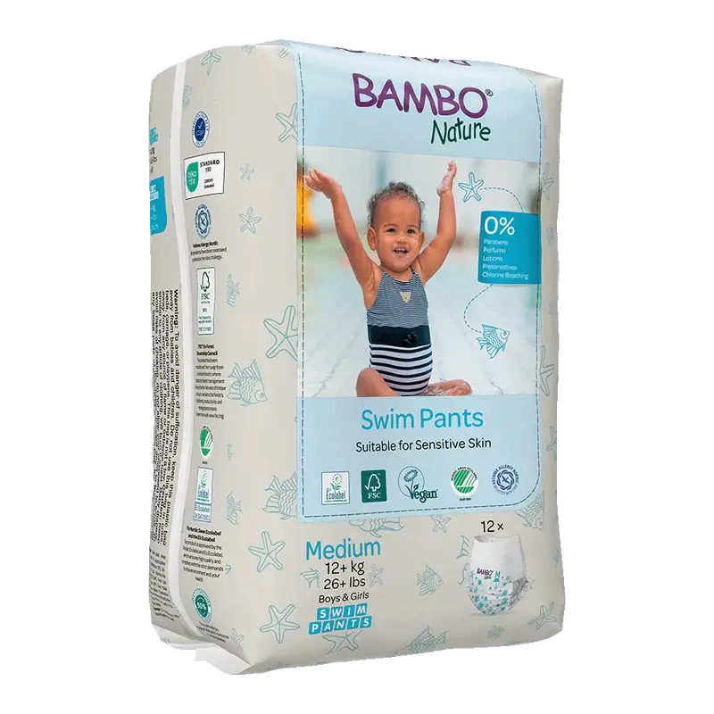 Bambo Nature Waterproof Nappies Size M (+12G), 12 pieces
