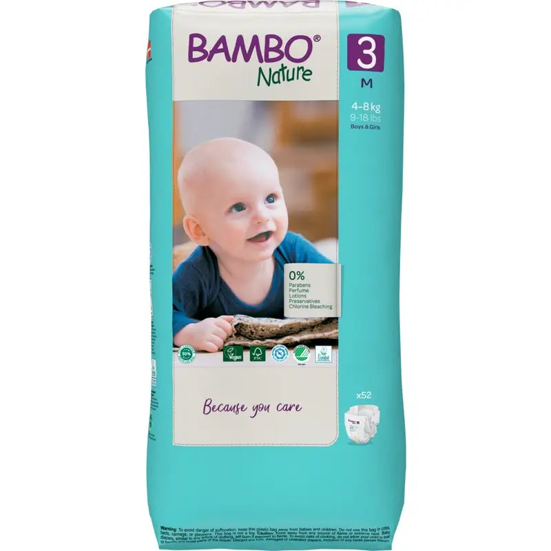Bambo Nature Nappies Size 3 (4-8 Kg), 52 pcs.
