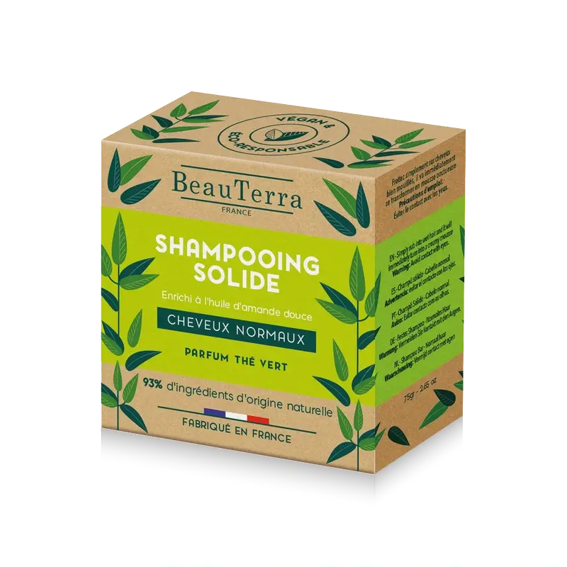 Beauterra Solid Green Tea Solid Shampoo (Normal Hair) , 75 gr