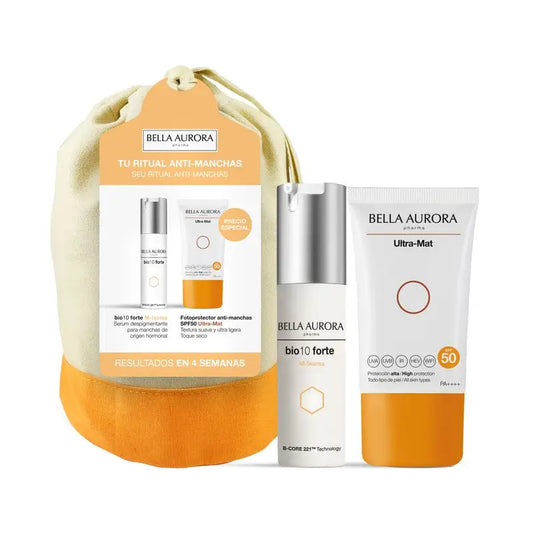Bella Aurora Anti-Blemish Pack Bio10 Forte M-Lasma + Ultra Mat Photoprotector + Gift Bag, 30 + 50 ml