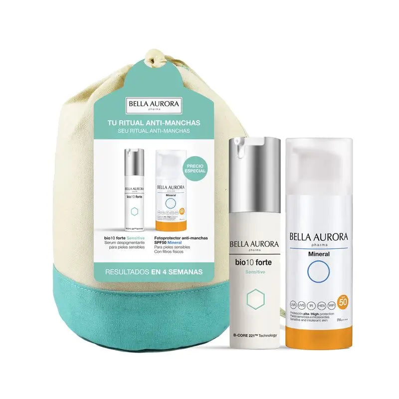 Bella Aurora Anti-Blemish Pack Bio10 Forte Sensitive + Mineral Photoprotector + Gift Set, 30 + 50 ml