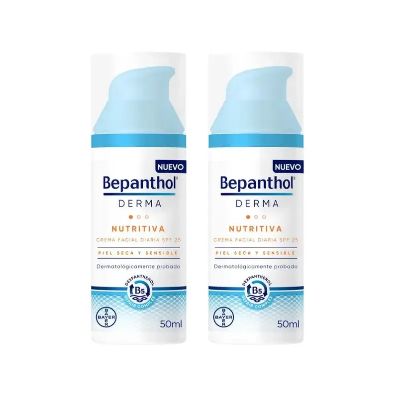 Bepanthol Derma Nourishing Daily Facial Cream Spf 25, 2X50 Ml