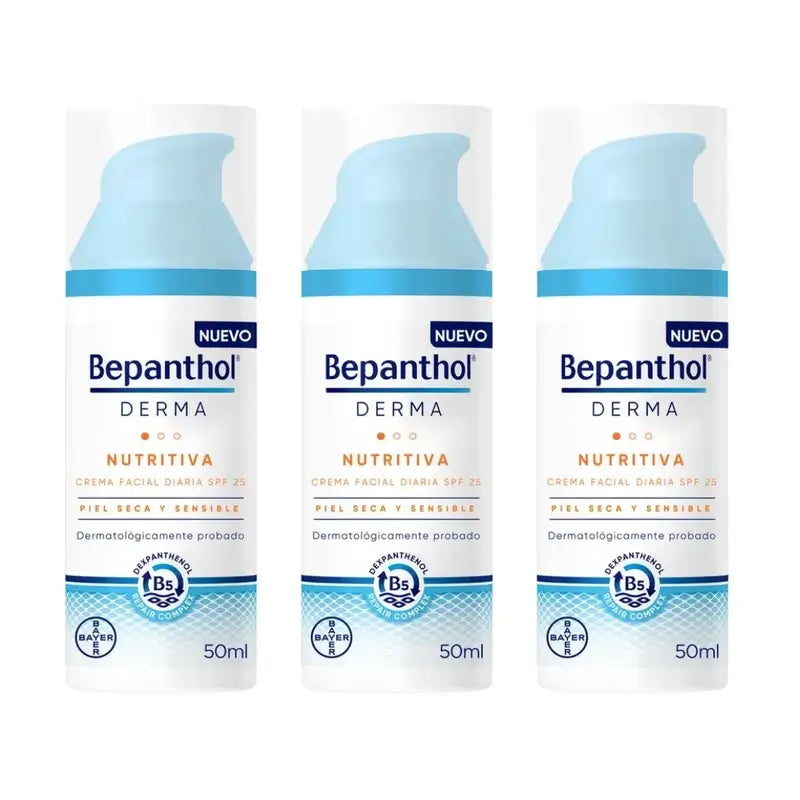 Bepanthol Derma Nourishing Daily Facial Cream Spf 25, 3X50 Ml