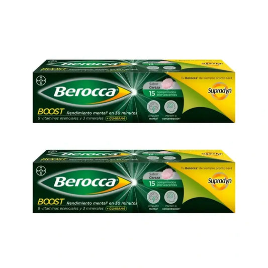 Berocca Boost Magnesium, Vitamins & Minerals with Guarana, 2x15 Effervescent Tablets
