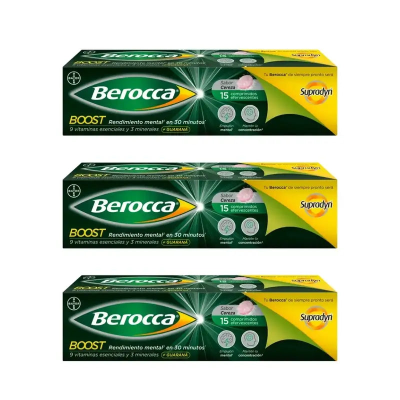 Berocca Boost Magnesium, Vitamins and Minerals with Guarana 3x15 Effervescent Tablets
