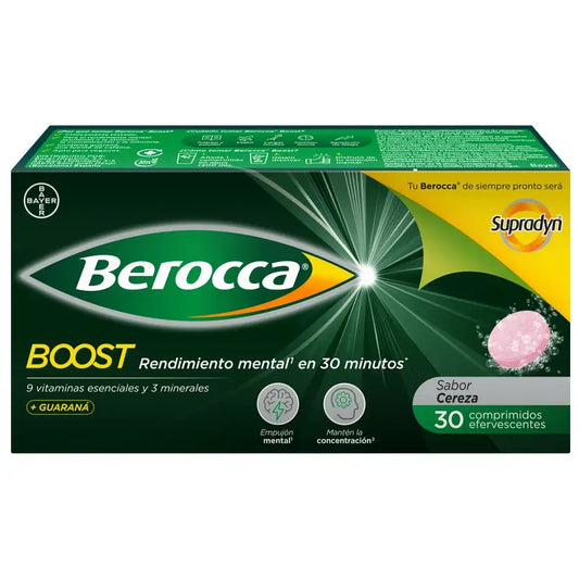 Berocca Boost Magnesium, Vitamins and Minerals with Guarana, 30 Effervescent Tablets