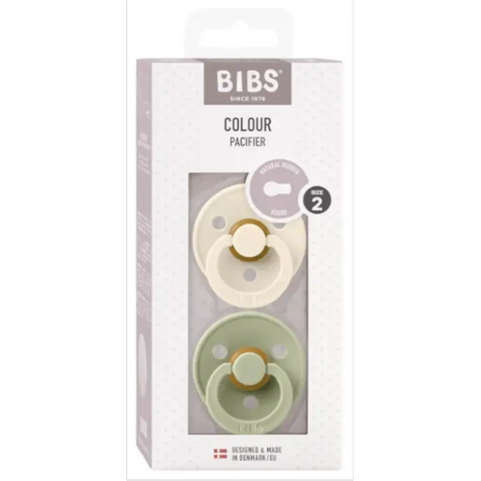 Bibs Bibs Soothers Colour Round Ivory/Sage 6-18m, 2 pieces