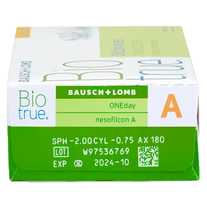Biotrue One Day Daily Toric Lenses , 30 units - +0.25, -0.75, 20, 8.4, 14.50