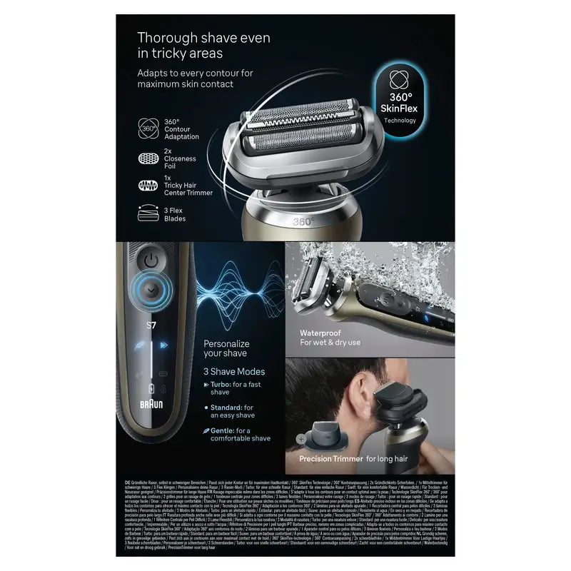 Braun Series 7 71-N1200S 360° Flex Electric Shaver With Precision Trimmer