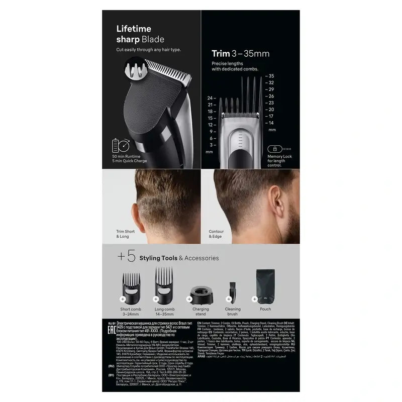 Braun Series 7 Hair clippers 17 Lengths +5 Accessories