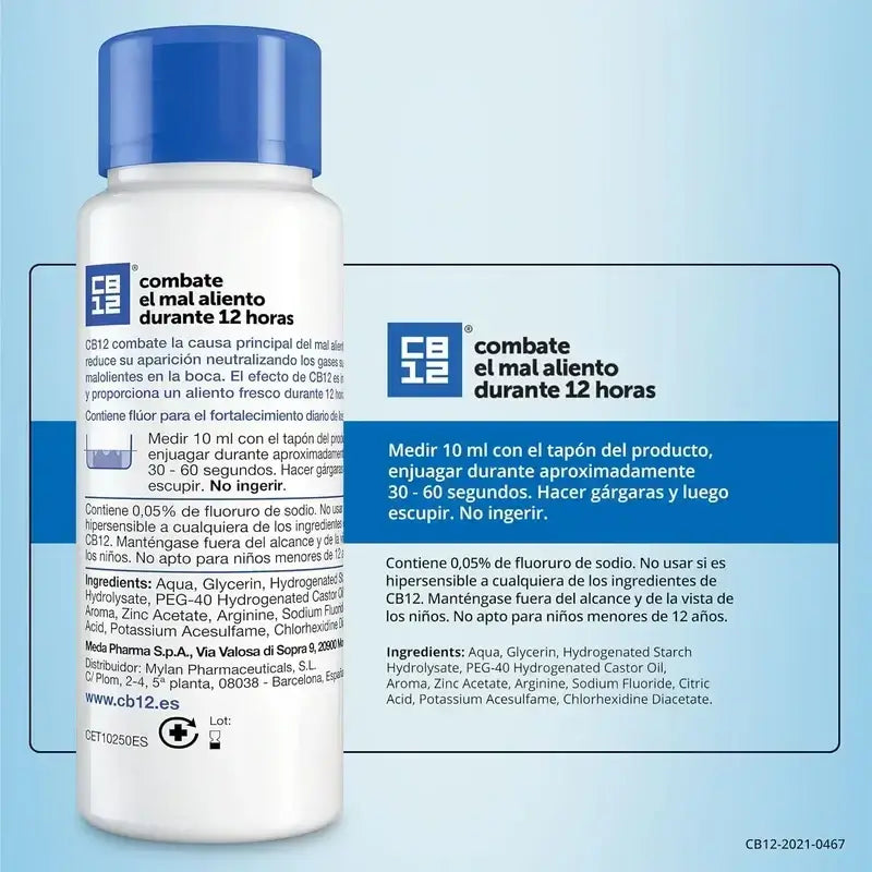 CB12 Mint Mouthwash Mint Flavoured Halitosis Mouthwash, 250 ml