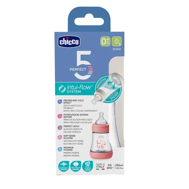 Chicco Baby Bottle Perfect5 Pink Normal Flow 150 Ml 0M+