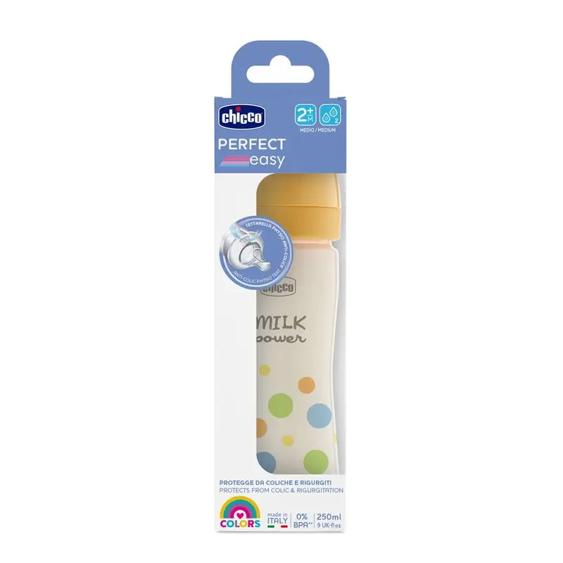 Chicco Perfecteasy Silicone Baby Bottle Yellow 250 Ml Medium Flow 2M+
