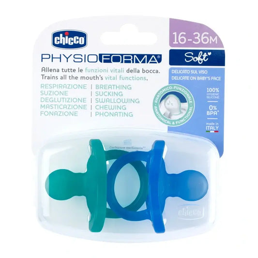 Chicco Physioforma Soft Soother Blue 16-36M 2 Units
