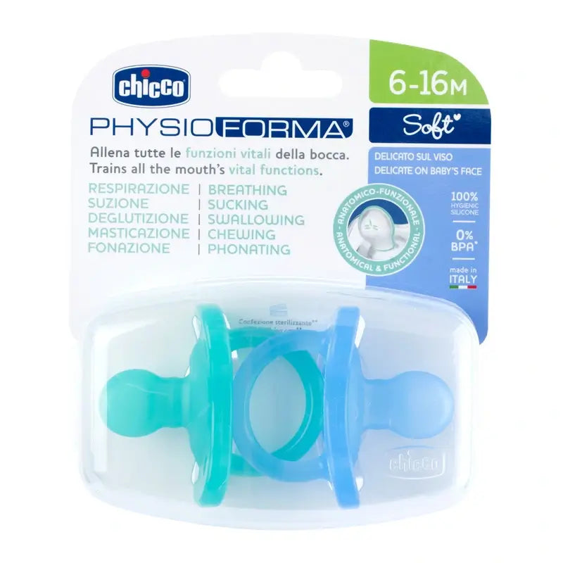 Chicco Pacifier Physioforma Soft Blue 6-16M 2 Units