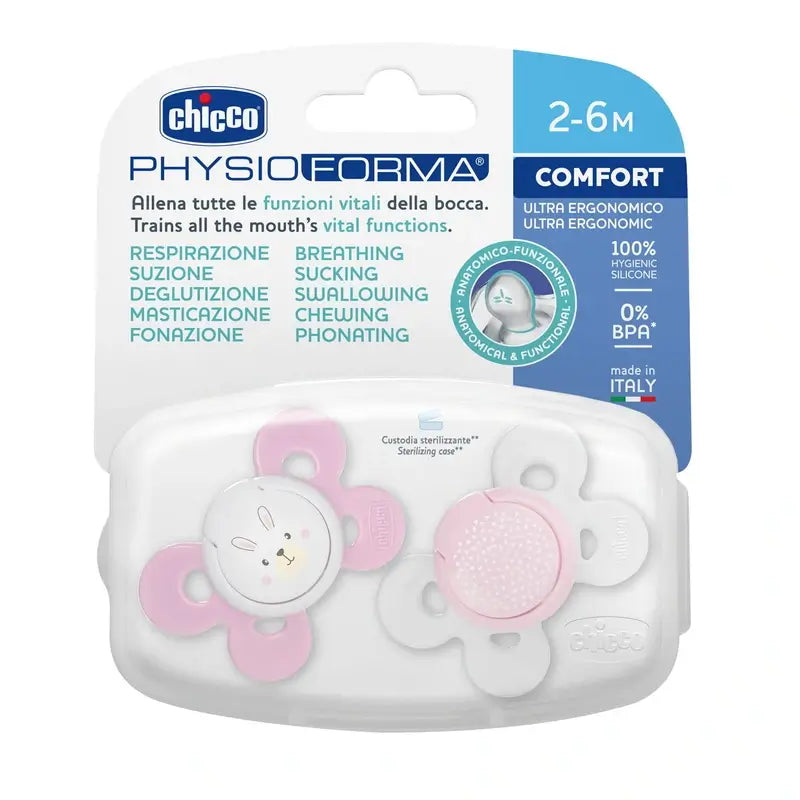 Chicco Pacifier Physio Comfort Silicone Pink 2-6M 2 pieces assorted