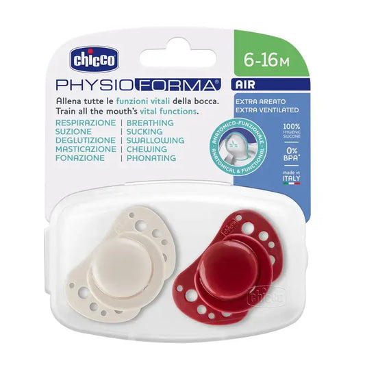 Chicco Pacifier Air Silicone Red 6-16M 2 Units