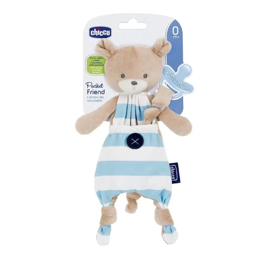 Chicco Pacifier Keeper Pocket Friend Teddy Bear Blue