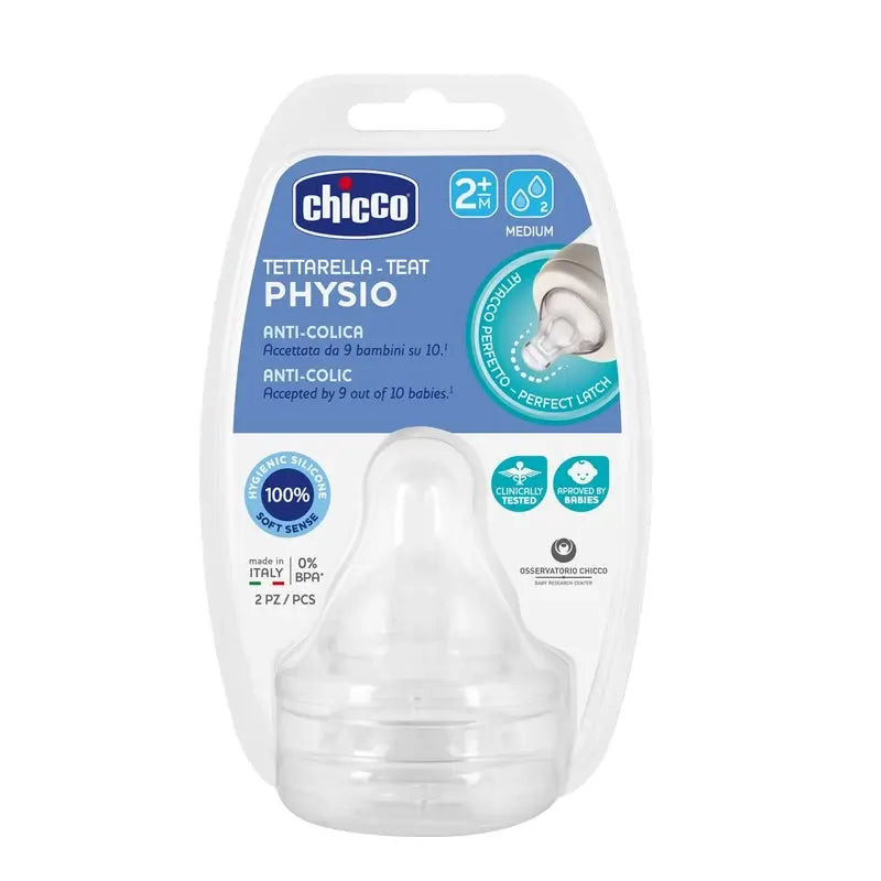 Chicco Physio Nipple Medium Flush 2 Units 2M+