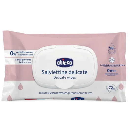 Chicco Delicate Cleansing Wipes With Lid 72 Units
