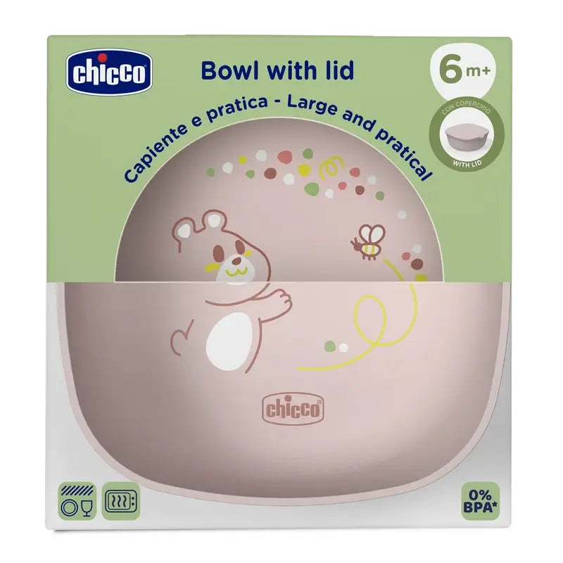 Chicco Bowl With Lid 6M+ Pink