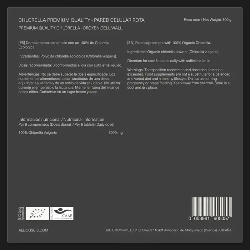 Aldous Chlorella and Spirulina Organic Premium, 600 units