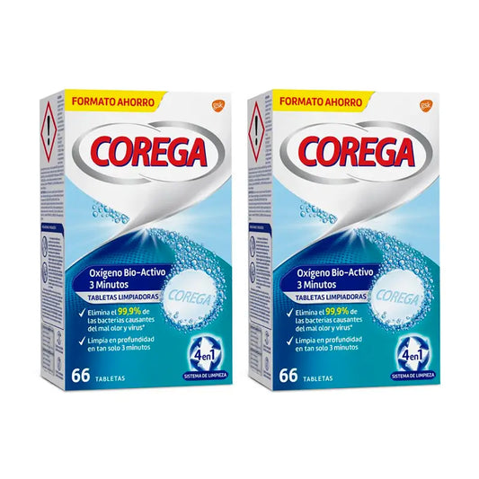 Corega Duplo 3 Minute Dental Cleaning, 2 x 66 Tablets