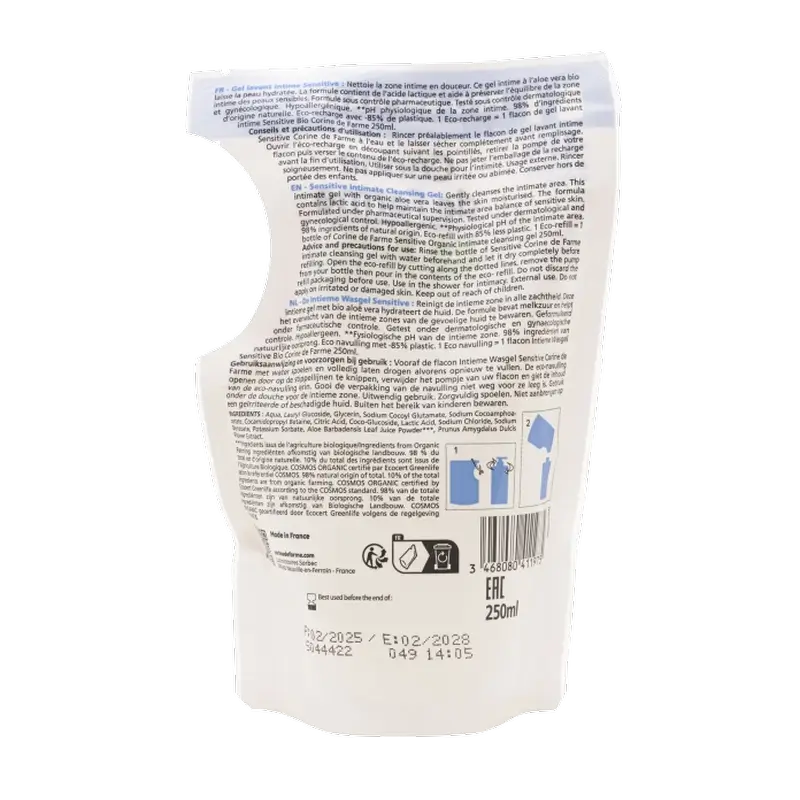 Corine De Farme Doypack Sensitive Intimate Hygiene Gel Refill Bio, 250 ml