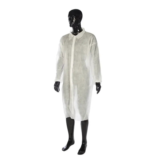 Cuatrogasa White Polypropylene Visitor's Coat, 10 pcs.