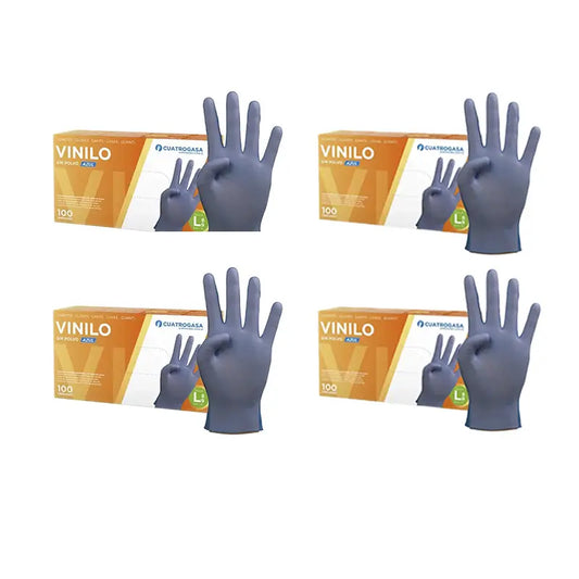 Cuatrogasa Cuatrogasa Powder Free Vinyl Gloves Blue Size L, 4X100 Units