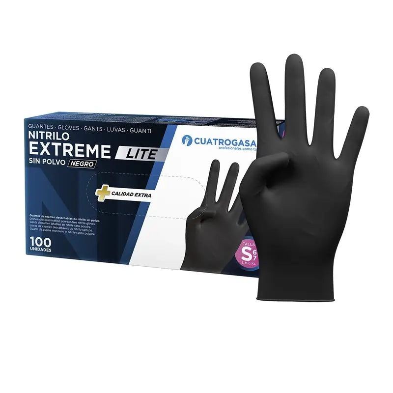 Cuatrogasa Nitrile Glove Extreme Lite Black S, 100 units