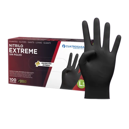 Cuatrogasa Extreme Nitrile Glove Black L, 100 units