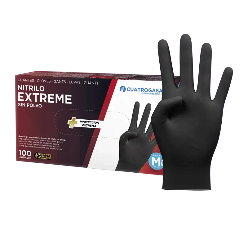 Cuatrogasa Extreme Nitrile Glove Black M, 100 pcs.