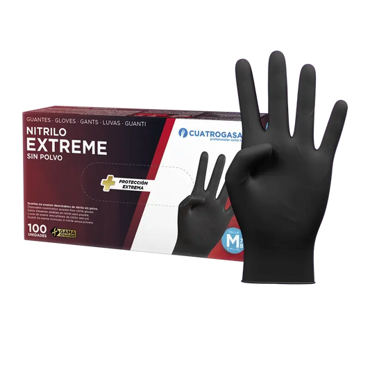 Cuatrogasa Extreme Nitrile Glove Black M, 100 pcs.